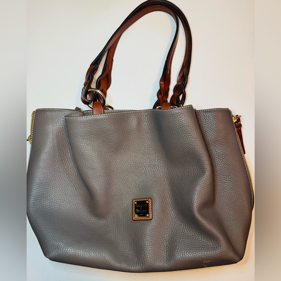 [Dooney & Bourke] Gray Pebble Grain Leather Barlow Satchel - Picture 8 of 13